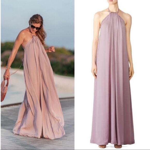 KAUFMANFRANCO Violet Purple Flowy Halter Maxi Dress SMALL - Picture 1 of 12